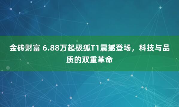 金砖财富 6.88万起极狐T1震撼登场，科技与品质的双重革命